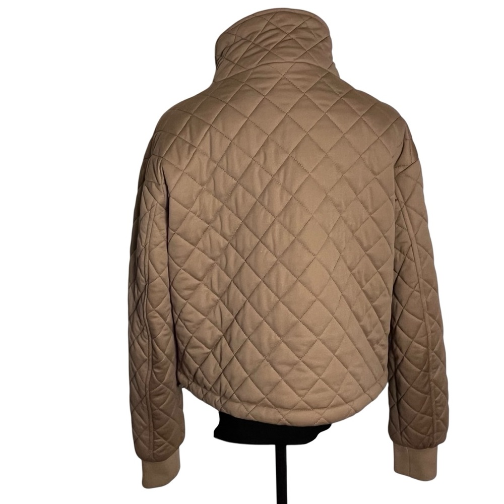 Avec Les Filles Quilted Cropped Mock High Neck Zip Front Jacket Orange Zip — S - Picture 7 of 14